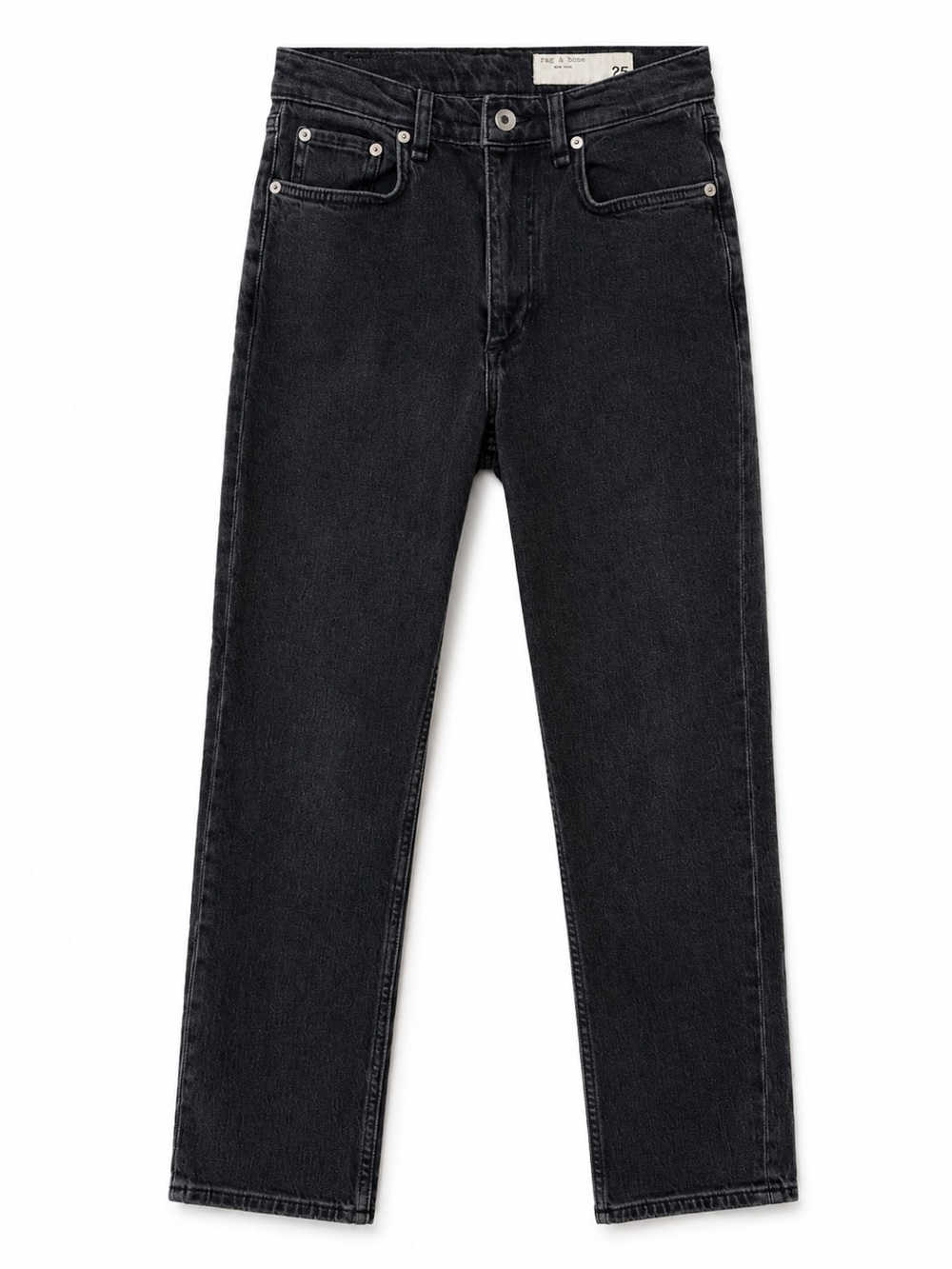 rag & bone Wren High Rise Slim Straight Jeans Highland Black Wash Size 25
